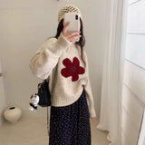 2025 Spring And Autumn Women's Korean Version Of Loose V-Neck Sweater Women's Long Lazy Knitted Sweater HZ0108