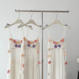 Cute A Line Spaghetti Straps Floral White Chiffon Summer Dress Holiday Party Outfits For Women HZ1214