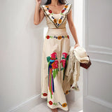 Women's Clothing 2025 Spring New Ins Print Lotus Leaf Side Dress Half Dress Fashion Set HZ0108