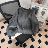 Vintage Embroidery Flower Cover Sweater Women's Autumn And Winter 2025 Women's Loose Lazy Wind High-End Feeling Korean Knitwear HZ0108