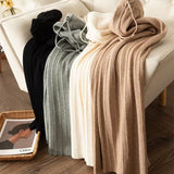 Relaxing High-Waisted Solid-Colored Knitted Broad-Legged Trousers Women's New Korean Version Of The Relaxed Straight Trousers In The Autumn And Winter Of 2025 HZ0108