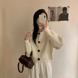 Autumn 2025 Women's Korean Version Of Retro Round-Neck Knitted Cardigan Sweater Coat Languid Loose Soft Glutinous Temperament Top HZ0108