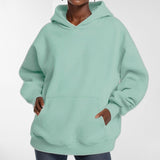 2025 Spring Coat Tunic Temperament Commuting Loose Solid Hooded Pocket Fashion Hooded Hoodie Woman HZ0108