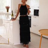 Niulatu And Summer 2025 New Sleeveless Sleeveless Loose Waist Two Sets INS Vacation Loose Skirt Suit Women SPCP