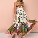 Niulatu Sexy Women's Cotton Slings Graffiti Print Sleeveless Dress SPCP
