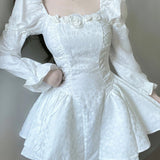 Niulatu Gown Square Neckline White Lace Holiday Dress Birthday Dresses Birthday Outfits SD1241