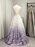 Niulatu V-neck Tulle Applique Sleeveless Floor-Length Prom Dresses HZ0113