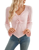 Mid-Winter 2025 New Lady Folding Long-Sleeved Pit Strip Short Top T-Shirt HZ0108