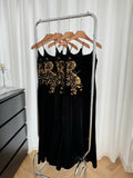 Sexy Mermaid Spaghetti Straps Black Velvet Long Summer Dress For Women HZ1214