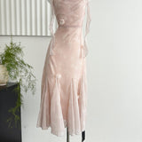 Cute Mermaid Straps Floral Pink Lace Long Summer Dress For Women HZ1214