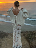 2025 New Personality Short Coarse Needle Bow Strap Straight And Reverse Two Open-Shirt Jacket Sweater HZ0108