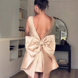 Niulatu Women's Clothing 2025 New Vertiny Face-Back Bow Decorated High-Waisted Dress Dress SPCP
