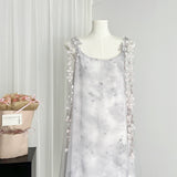 Cute A Line Spaghetti Straps Floral Chiffon Summer Dress Holiday Party Outfits For Girls HZ1214