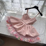 Sexy A line Spaghetti Straps Pink Min Summer Dress Holiday Party Homecoming Dress Birthday Outfits For Teens HZ1214