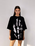 Spring And Summer New Strange Print Short-Sleeved Women's T-Shirt Spring And Summer New Loose Leisure Lazy Big-Size Coat HZ0108