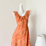 Sexy A line Jewel Summer Orange Chiffon Dress Holiday Party Outfits For Women HZ1214