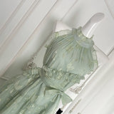 Sweet A Line Halter Green Floral Summer Short Women Summer Holiday Dresses HZ1214