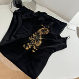 Sexy Mermaid Spaghetti Straps Black Velvet Long Summer Dress For Women HZ1214