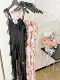 Sexy High Low Spaghetti Straps Floral Lace Summer Dress Holiday Party Outfits For Women HZ1214