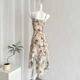 Cute A line Spaghetti Straps Pink Floral Lace Summer Dress Holiday Party Outfits For Women HZ1214