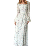 2025 New Women's Temperament Elegant Fashion Waist Horn Sleeve Dress Women HZ0108