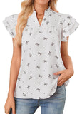 2025 Explosion Lady V-Neck Multi-Layer Lotus Leaf Sleeve Sweet Chiffon Top HZ0108