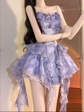 Niulatu A line Spaghetti Straps Lilac Organza Short Homecoming Dresses Party Dress Birthday Outfits SD1202