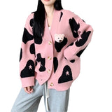 Soft Glutinous Design Thin Sweater Jacket 2025 Autumn And Winter Languid Bear Girl Knitted Open Shirt Women Loose HZ0108