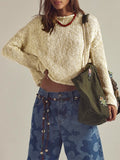 Autumn Explosion Of Women's Long-Sleeved Knit Round Collar Collar Cover Solid Color Top Sweater HZ0108