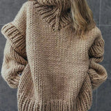 Sweater Coarse Knitted Sweater Knitted Women's Fluffy Long-Sleeved Turtleneck Sweater HZ0108