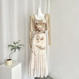 Sweet Mermaid 2 Piece Long Women Summer Holiday Holiday Dresses HZ1214