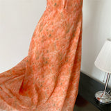 Sexy A line Jewel Summer Orange Chiffon Dress Holiday Party Outfits For Women HZ1214
