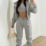 2025 Women's Clothing Fashion Casual Plus Velvet Hoodie Three-Piece Set Women's Winter HZ0108