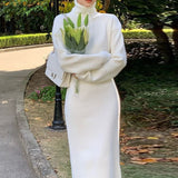 The Long-Necked Sweater Dress With A Long Coat Over The Knee Temperament Small Fragrant Style In The Bottom Of The Knitted Dress Women's Autumn And Winter HZ0108