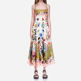 Women's Clothing 2025 Spring New Sexy Big Swing Dress Graffiti Print Sleeveless Sling Dress HZ0108