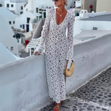 Niulatu 2025 New Long Sleeve Perspective With Dress INS Loose Vacation Opening Dress SPCP