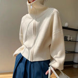 Autumn And Winter New High-End Knitted Open Shirt Lazy Wind High-Collar Loose Thin Sweater Women's Coat HZ0108