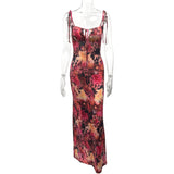 Hot Sale Of 25 Years Of Summer New Flower Printing High-Yick Weight Sling Dress HZ0108