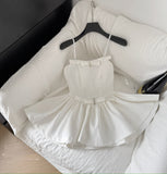 Cute A Line Spaghetti Straps White Short Summer Dress Holiday Party Outfits For Women HZ1214