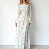 2025 New Women's Temperament Elegant Fashion Waist Horn Sleeve Dress Women HZ0108