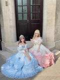 Vintage Ball Gown Off The Shoulder Short Sleeves Spring 16th Birthday Dress Lolita Summer Dress 18th Birthday Outfits HZ1214