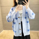 2025 New Autumn And Winter Small Love Imitation Sting Velvet Knitted Cardigan Korean Version Of Loose Sweet Sweater Women's Coat HZ0108