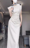 Niulatu Mermaid Satin White Prom Dresses Birthday Outfits With Ruffle SD1143