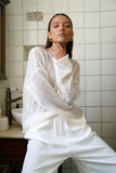 Slave Knitted Jersey 2025 Spring And Summer New Female Perspective Thin Round Collar Horn Sleeve Knit T-Shirt HZ0108