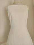 Niulatu Sheath White Satin Holiday Dress Travel Vacation Dresses Short Birthday Dress SD1253