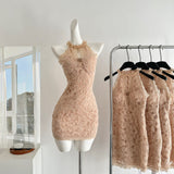 Sexy Sheath Jewel Floral Pink Lace Summer Dress Holiday Party Outfits For Women HZ1214