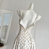 Sexy A line Square Neckline White Lace Summer Polka Dots Dress Holiday Party Outfits For Women HZ1214