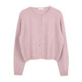 Pink Knitted Cardigan Women Autumn And Winter Gentle Style Imitation Raccoon Velvet Design Sense Women's Sweater Coat Small Man Top HZ0108