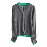 Design Sense Of The Color Collar Knitted Cardigan 2025 Spring And Autumn French Style Color Show Thin Women's Clothing Two HZ0108