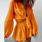 Spring 2025 New Women's Fashion Trend With Bubble Sleeve Tops Casual Fashion Set HZ0108